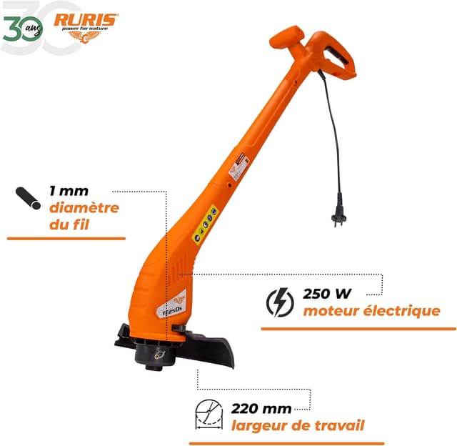 Thumbnail 1 de RURIS TE250S Coupe‑bordure 250W 220 mm 📏