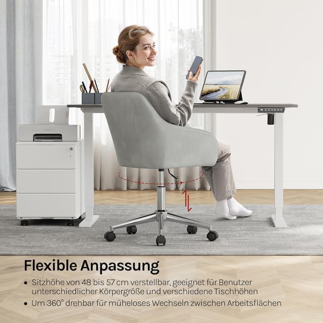 Detalle 2 de WOLTU Homeoffice-Stuhl BS145hgr mit Armlehnen, Samtsitz, 360° Drehfunktion und höhenverstellbarer Sitzhöhe bis 150 kg