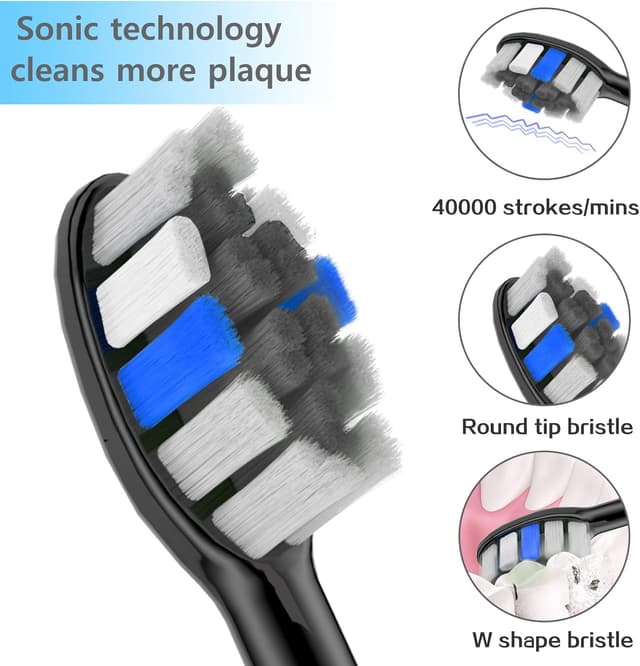 Detalle de Lächen Standardbürstenkopf S131 (schwarz) – 4 Stück, passend für Lächen E-Zahnbürsten
