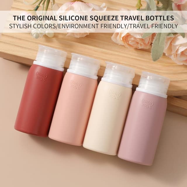 Detalle de Muslish 21-Pack Travel Bottles for Toiletries (Leak-Proof, TSA-Compliant Silicone) with Toiletry Bag