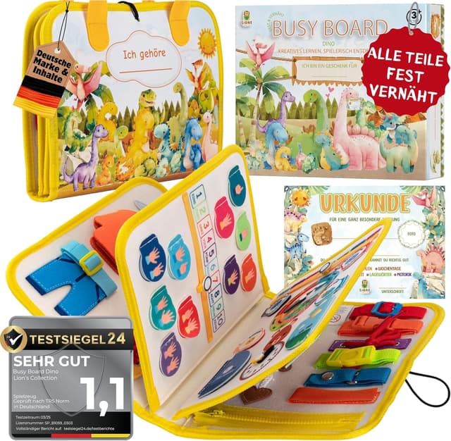 Detalle de Lions Collection Montessori Busy Board (Deutsch) ab 3 Jahren – Busy Book & Activity Board für Reisen