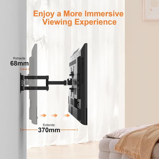 Detalle de GRIFEMA GB1008-2 TV Wall Bracket (13–43 inch) – Swivel, Tilt & Extendable Mount up to 20KG, Max VESA 200×200mm