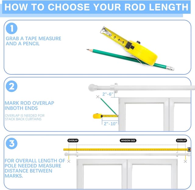 Detalle 2 de AMZSEVEN Adjustable Curtain Rods (16–48 in, up to 60 in) with 1-inch Diameter Round Finials, White