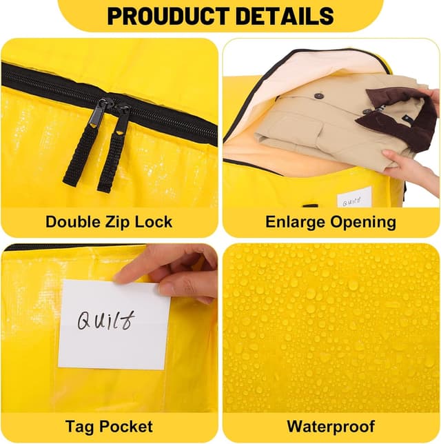 Detalle de 6 Pack 90L Moving Bags and Storage Bags with Reinforced Bottom & Wrap-Around Handles