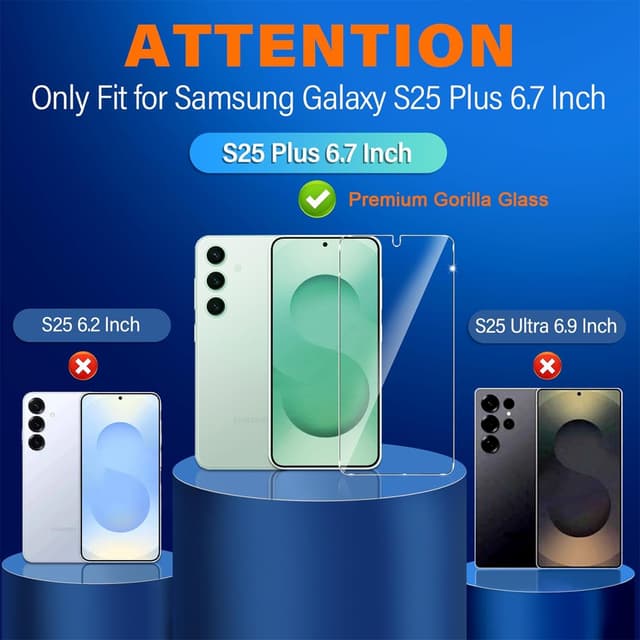Detalle de firtstnow 3 Pack Tempered Glass + 3 Pack Camera Lens Protector for Samsung Galaxy S25 Plus (6.7")