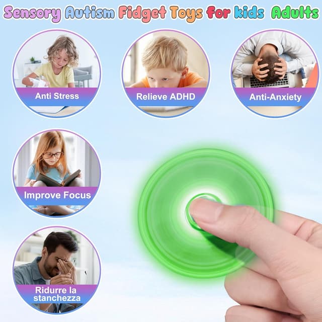 Detalle de Coolden Fidget Spinner Metall (EDC Hand Spinner) – Fingerkreisel aus Edelstahl, Schleuderzeit ca. 3–5 Minuten, grün