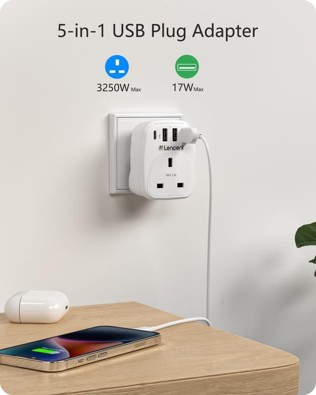 Detalle 2 de LENCENT USB Charger 3250W multiport adapter 🔌