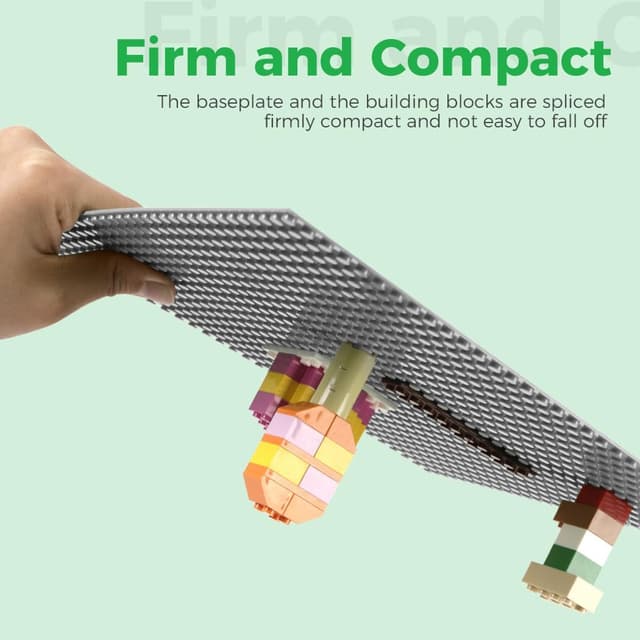 Detalle 2 de Lekebaby 8-Pack Peel and Stick Building Base Plates (10"x10") in Grey