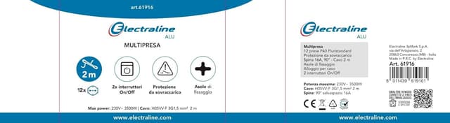 Thumbnail 4 de Electraline 61916 Multipresa Alu-Line 12 posti 2 m