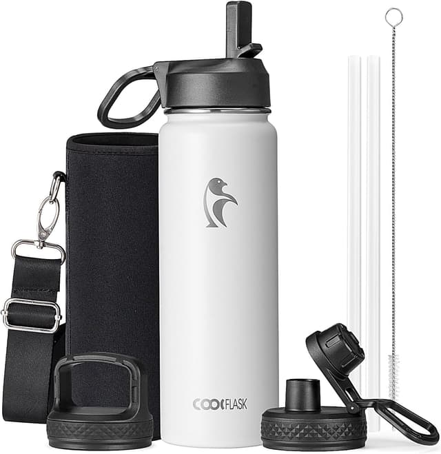 Imagen de Coolflask 24 oz insulated water bottle with straw en OfertitasTOP