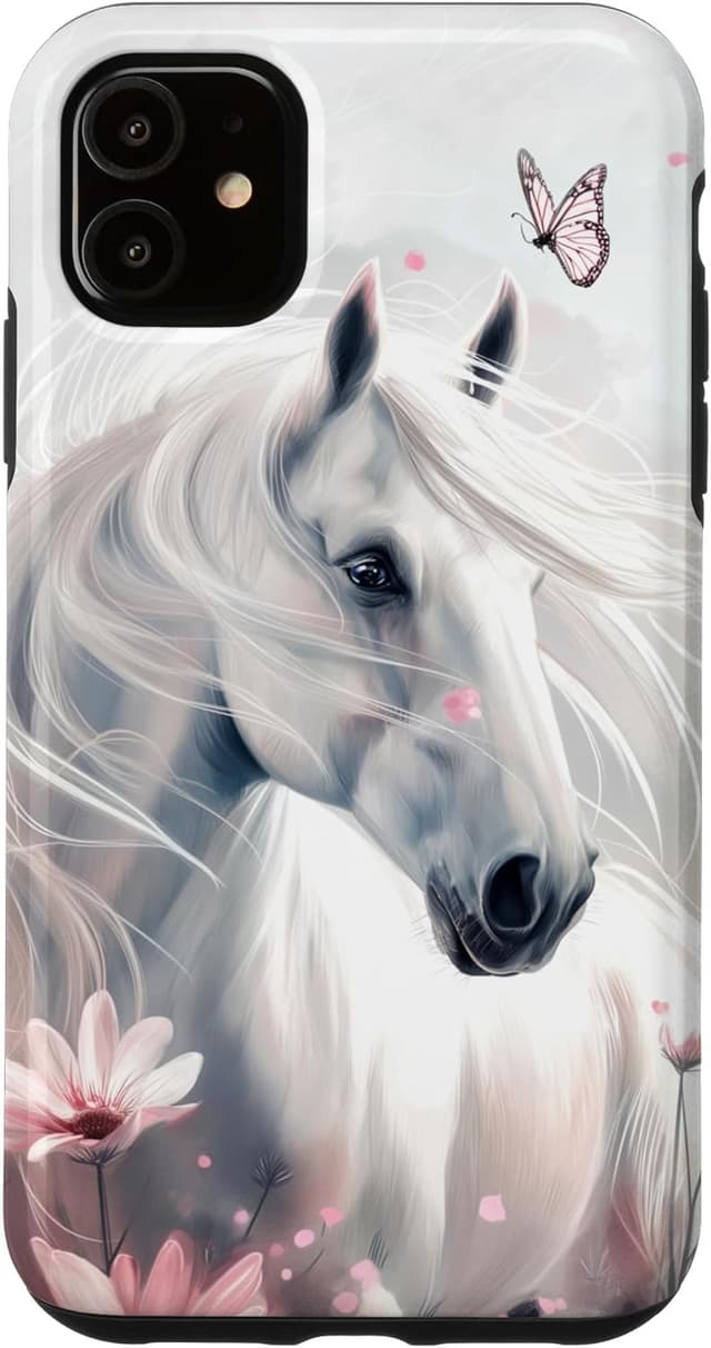 Detalle de Cheval Fleurs Papillon Amoureux des Chevaux Coque iPhone 11