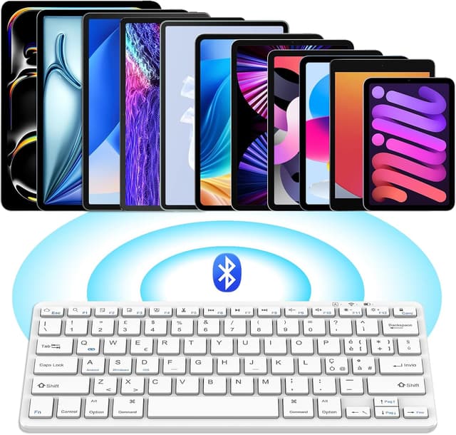 Detalle 2 de TQQ Tastiera Bluetooth Ricaricabile per iPad Bianco