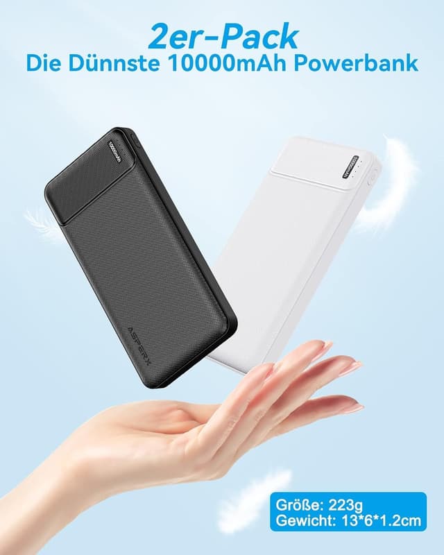 Detalle 2 de AsperX Power Bank 10000mAh 2 Stück