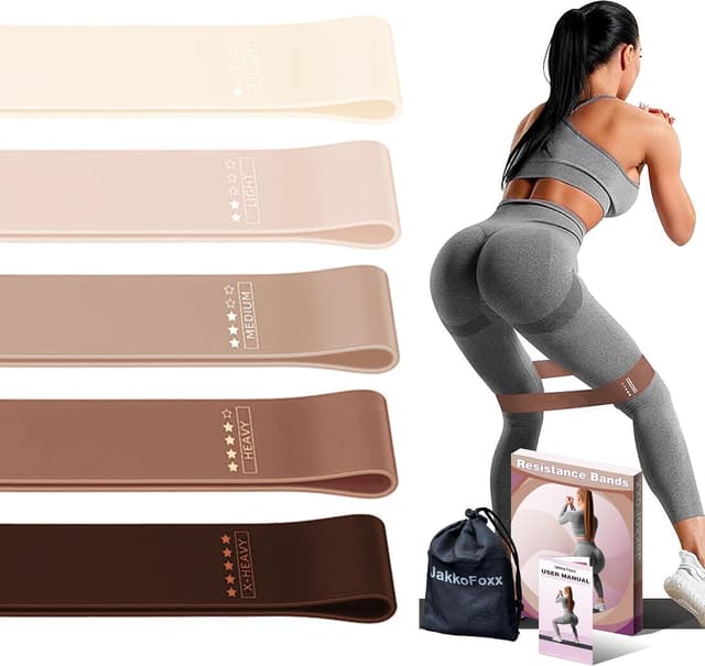 Detalle de JAKKOFOXX Resistance Loop Exercise Bands (Set of 5) for Home Fitness, Stretching and Strength Training