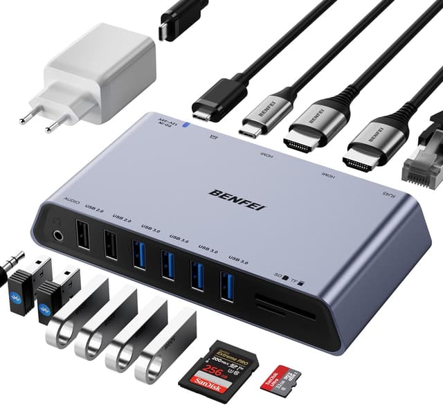 Detalle de BENFEI DisplayLink 12-in-1 Docking USB 3.0