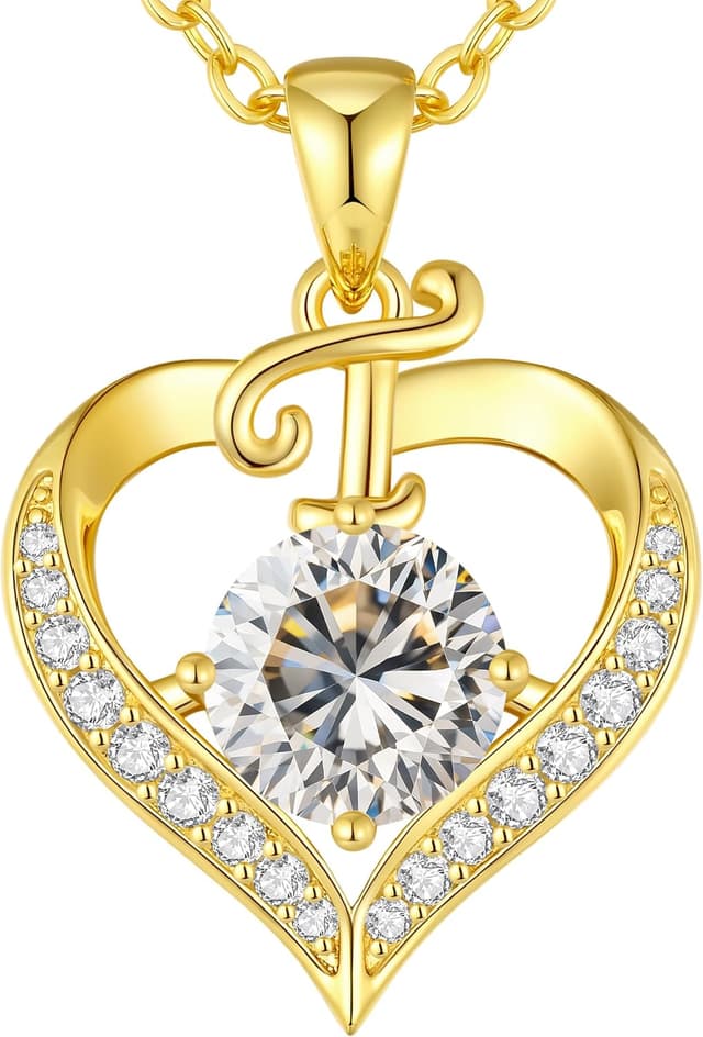 Detalle de Collier personnalisé LOUISA SECRET avec initiales en capitales et pendentif cœur d’amour, plaqué or 18K