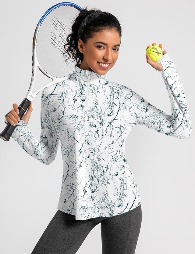 Detalle de IECCP Women’s Long Sleeve Golf Shirts 1/4 Zip Sun Protection Quick Dry Pullover