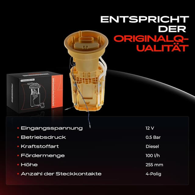 Detalle 2 de Frankberg Kraftstoffpumpe / Dieselpumpe Kraftstoff-Fördereinheit Modul-Satz ohne Drucksensor (4-polig) – passend für Transporter V, 7H0919088B