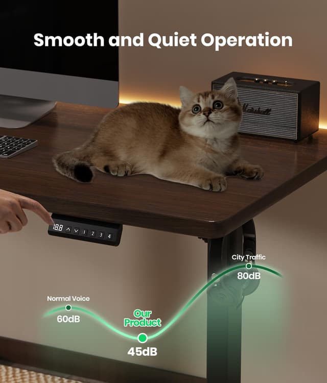 Detalle de VOSATRON elektrisch höhenverstellbares Tischgestell mit 2 Motoren, USB-C & Memory-Steuerung (schwarz)