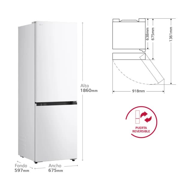 Detalle 2 de LG GBBS312CSW frigorífico combi 1,86 m