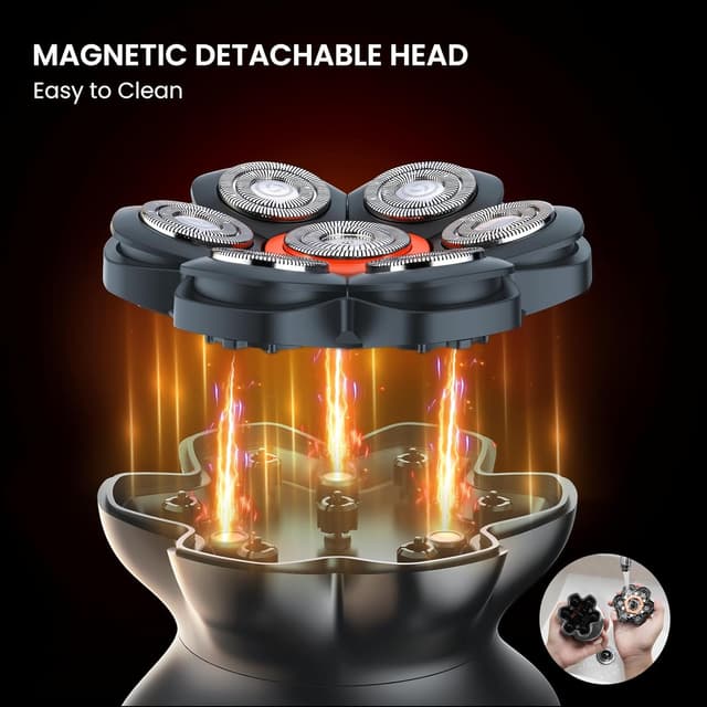 Detalle de Maxgroom Head Shavers for Men (7D Waterproof) – Electric Head Shaver for Bald Men with Flexible Blade and Type-C Charging