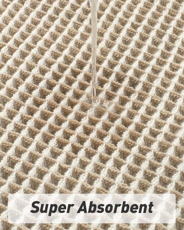 Detalle 2 de AMOAMI Upgraded Waffle Runner Rug, Super Absorbent Non-Slip Bath Mat (2' x 6') — Brown & Cream