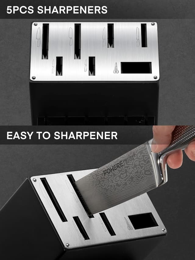 Thumbnail 2 de FOHERE Juego de Cuchillos Cocina 14 pzas🗡️ Autoafilado y Mango Ergonómico