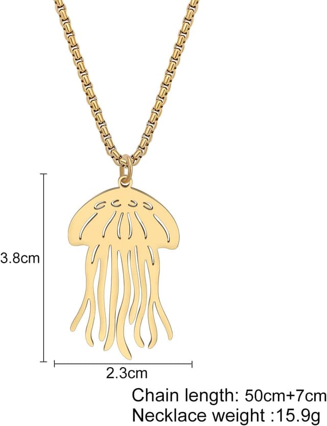 Detalle de Collier BAMAY méduses en acier inoxydable plaqué or 18k