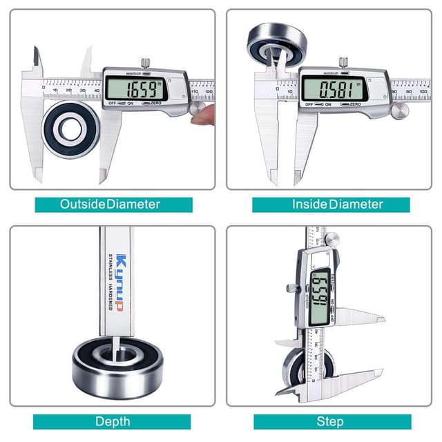 Detalle de Kynup calibro digitale 300 mm / 12” in acciaio inox con conversione mm/inch