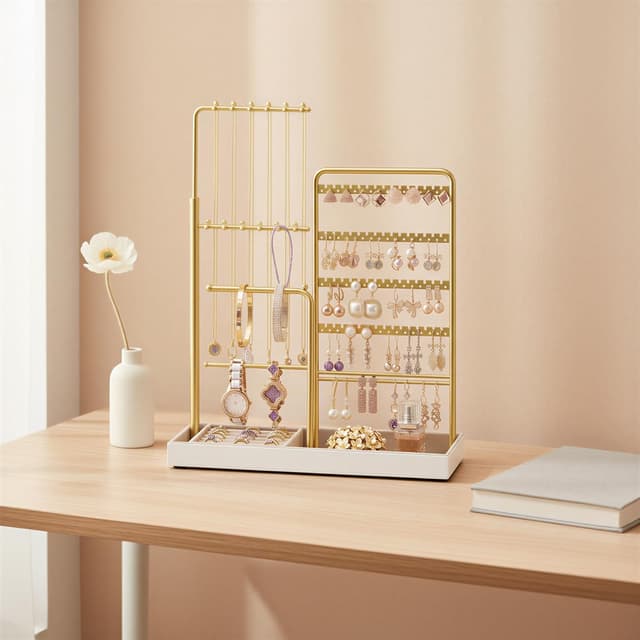 Detalle de SONGMICS Présentoir à Bijoux JJS026A01 doré clair