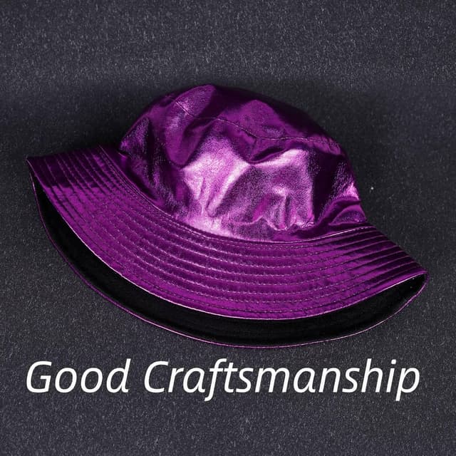 Detalle 2 de MILAKOO wasserfester Eimerhut im Punk/Hip-Hop-Style mit holografischem Metallic-Finish (reversibel)