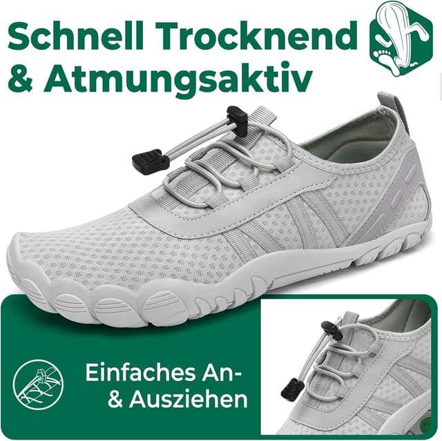 Detalle de SAGUARO Badeschuhe für Damen & Herren – schnelltrocknende Wasserschuhe mit rutschfester Sohle, Gr. 36–48