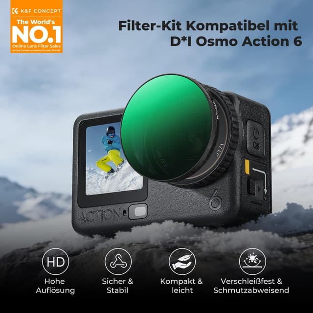 Detalle 2 de K&F CONCEPT ND&PL Filter-Set für DJI Osmo Action 6 (4er-Pack: ND8/PL bis ND64/PL)