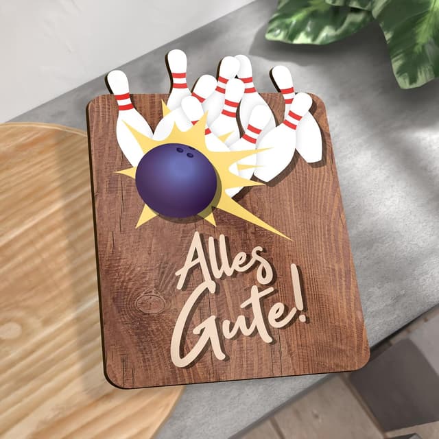 Thumbnail 2 de Kegeln Geschenk Bowling Holzkarte