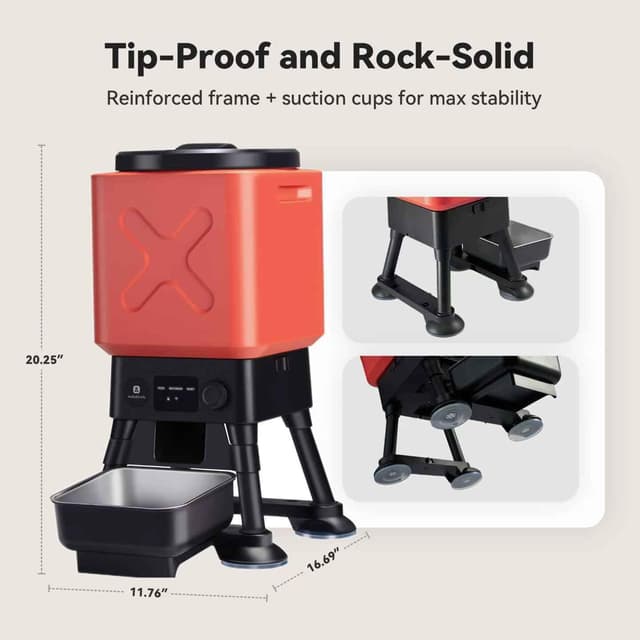 Detalle 2 de 14L Automatic Dog Feeder for Large Breed (Extra Large Capacity) with Anti-Blockage & Timed Dispensing, Stainless Steel Bowl