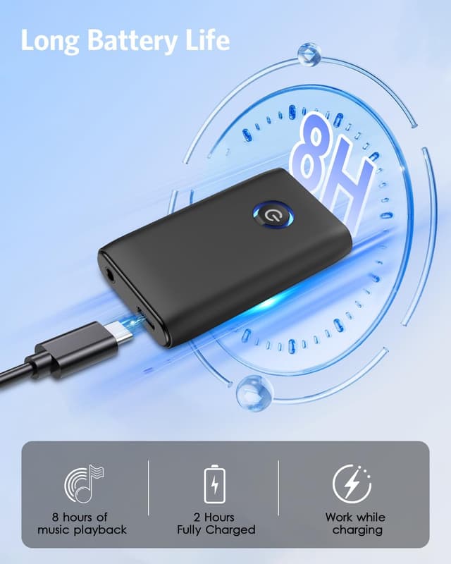 Detalle 2 de OQIMAX Bluetooth 5.3 audio adapter — 2‑in‑1 for TV