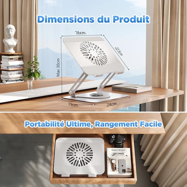 Detalle de Support PC portable ICARE 360° 10 kg