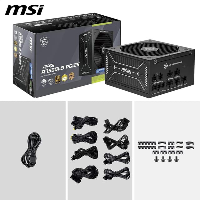 Thumbnail 6 de MSI MAG A750GLS PCIE5 ATX 3.1 Netzteil (750 W, 80 PLUS Gold, Native 12V-2x6, modular)