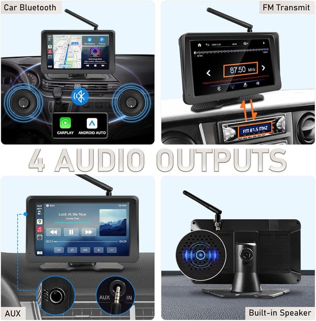 Thumbnail 5 de URVOLAX Rückfahrkamera Kabellos 7 Zoll CarPlay