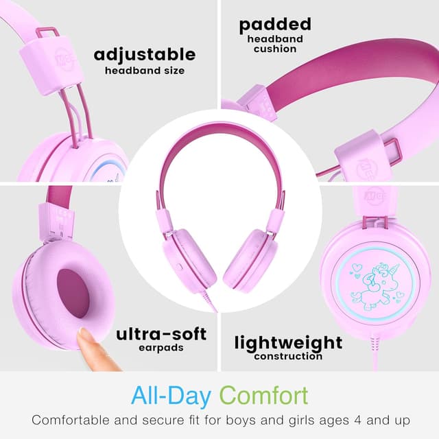 Detalle 2 de MEE audio KidJamz KJ55 Safe Listening USB-C Headphones for Kids (Pink) with Volume Limiter & Mic