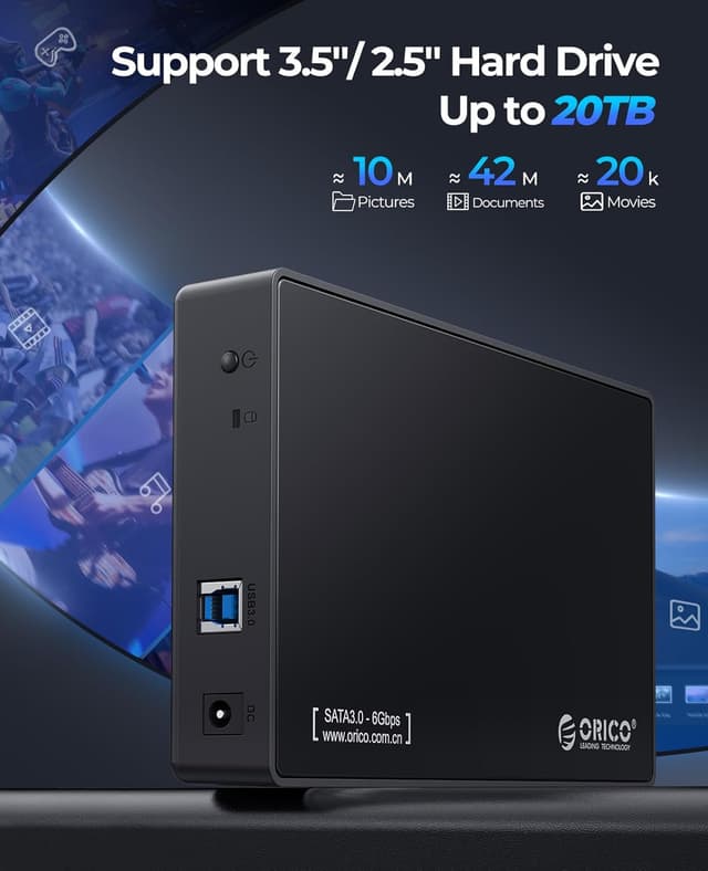 Detalle de ORICO 3588US3 Case esterno per hard disk/SSD SATA USB 3.0 da 3,5 pollici fino a 20 TB