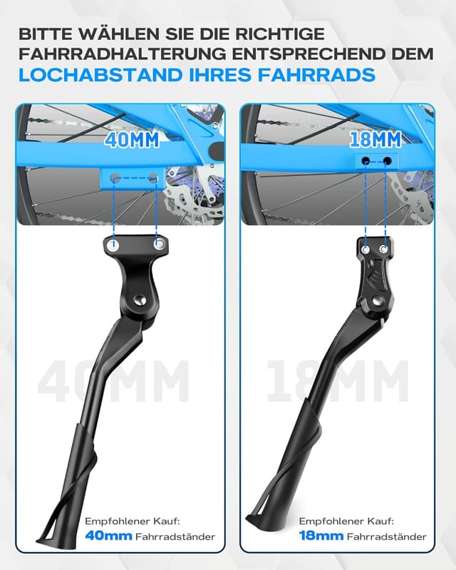 Detalle de WATSABRO höhenverstellbarer Seitenständer für 24–29 Zoll (E-Bike/MTB)