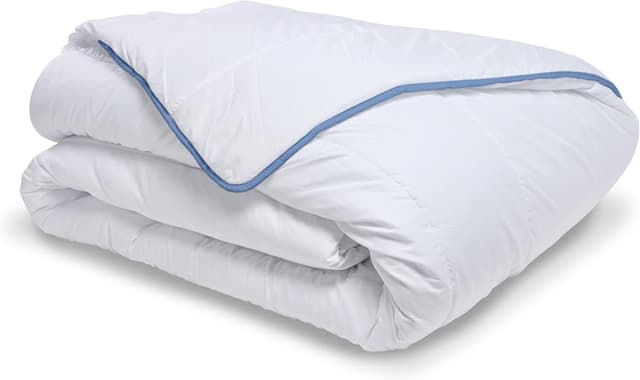 Detalle de Bleu Câlin Couette Chaude Signature 240x260 cm (350 g/m²) en microfibre douce, fabrication française, blanc