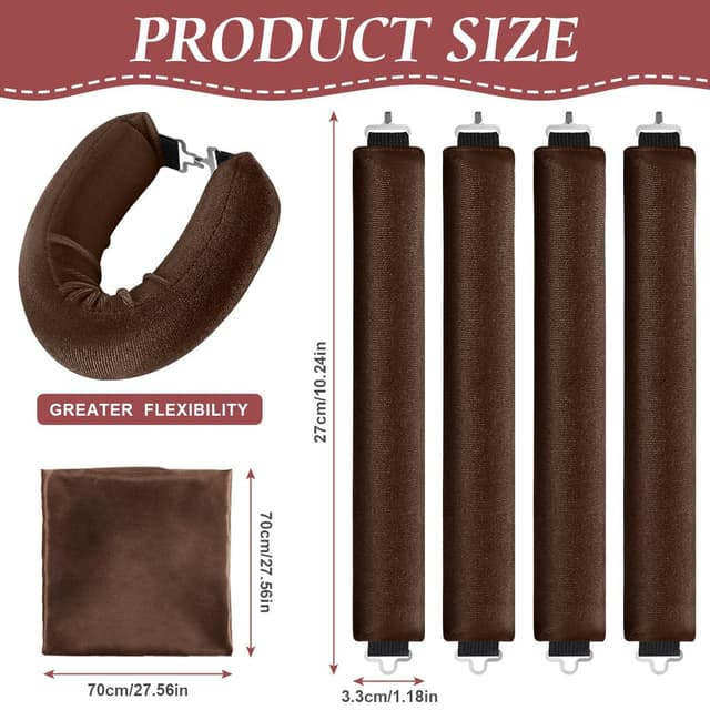 Detalle 2 de LOPHE 4er Set hitzefreie Lockenwickler für Overnight Blowout – Lockenband ohne Hitze