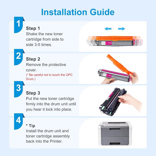 Detalle 1 de Uniwork TN241/TN245 kompatible Toner im 5er-Pack für Brother MFC/DCP/HL (für ca. 2.500 bzw. 2.200 Seiten)