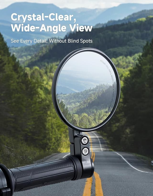 Detalle 2 de Lot de 2 rétroviseurs moto KEMIMOTO CNC homologués E24, pivotants 360° pour guidon 22 mm