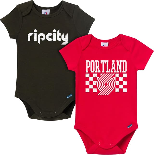 Detalle de Gerber unisex-baby NBA Team 2 Pack Short Sleeve Onesie Bodysuits (Portland Trail Blazers)