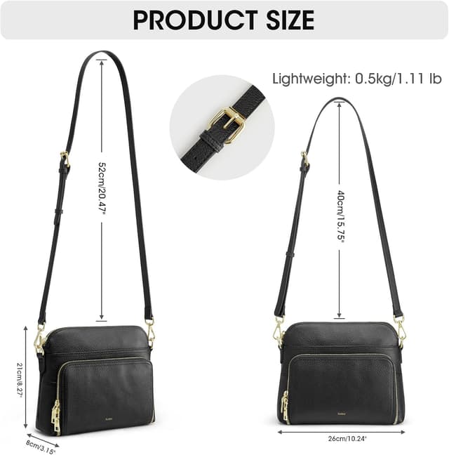 Detalle 2 de Kattee Piccola borsa a tracolla da donna in vera pelle con portafoglio RFID