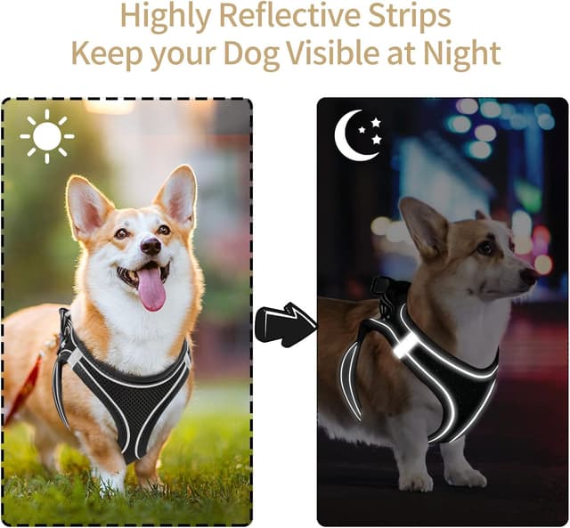 Detalle 2 de HEELE Dog Harness Step-in Soft Mesh with Reflective Loop (Small to Puppies) – Black, L