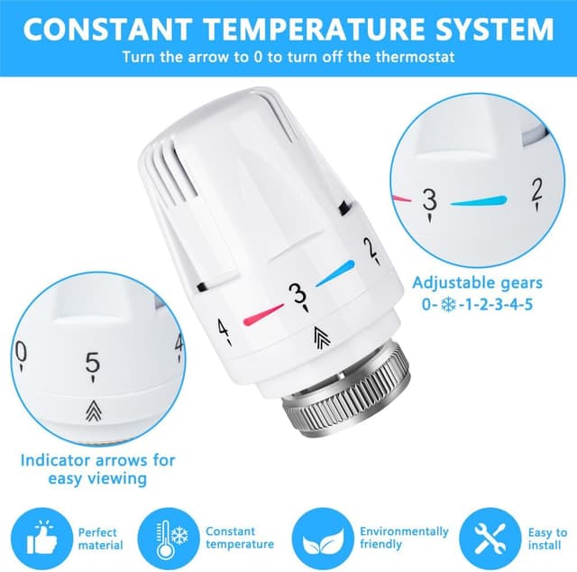 Detalle de Flintronic lot de 3 têtes de radiateur thermostatiques M30 x 1,5 avec protection antigel
